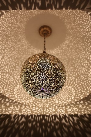 lustre, en, cuivre, marrakech