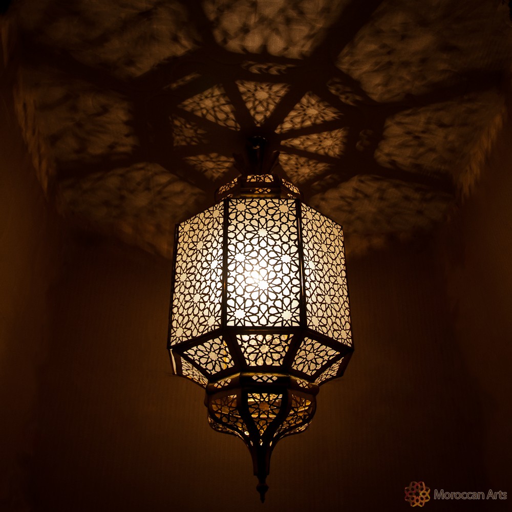 lustre, en, cuivre, marrakech