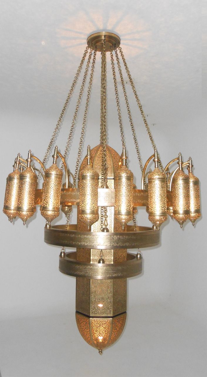 lustre, en, cuivre, marrakech