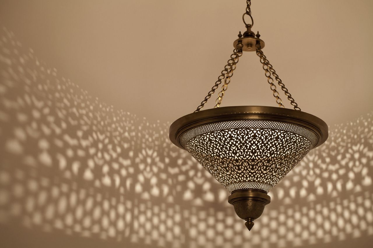 lustre, en, cuivre, marrakech