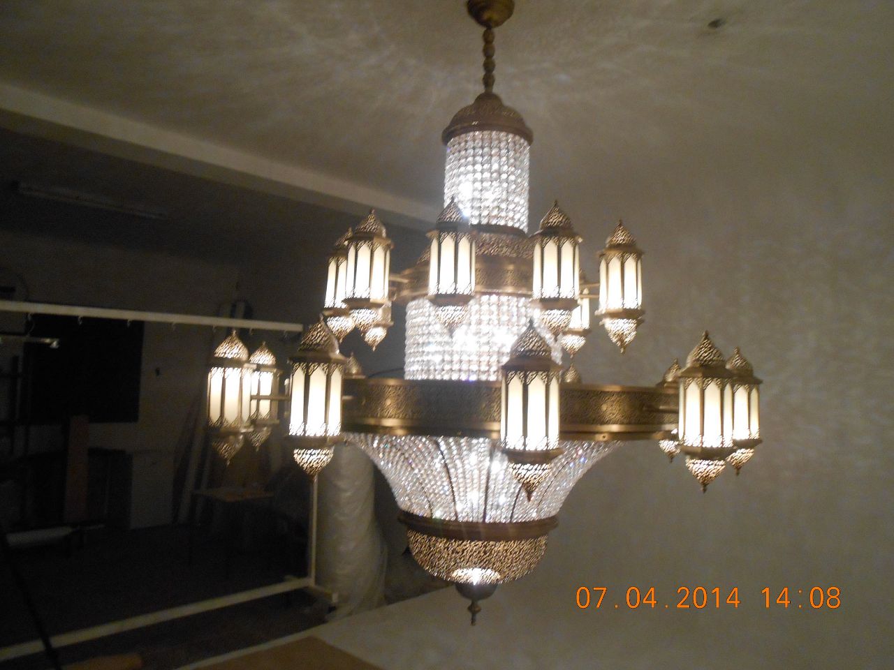 lustre, en, cuivre, marrakech