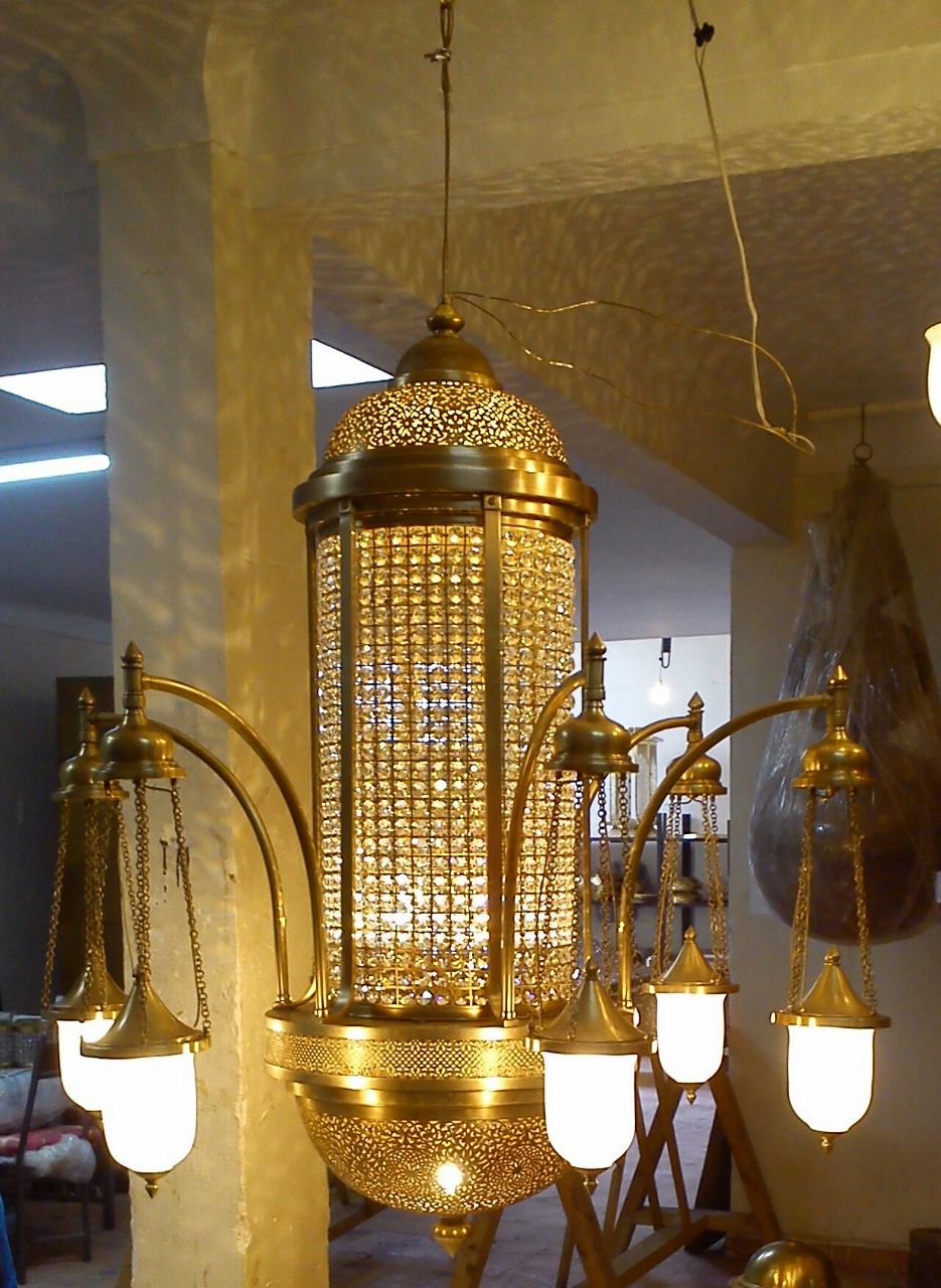 lustre, en, cuivre, marrakech