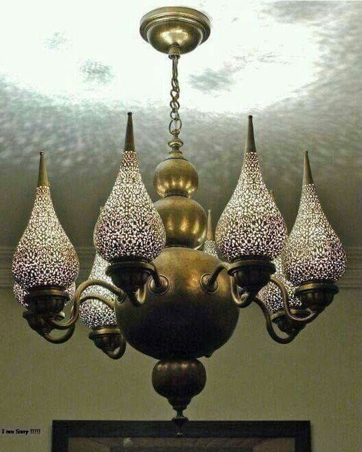 lustre, en, cuivre, marrakech