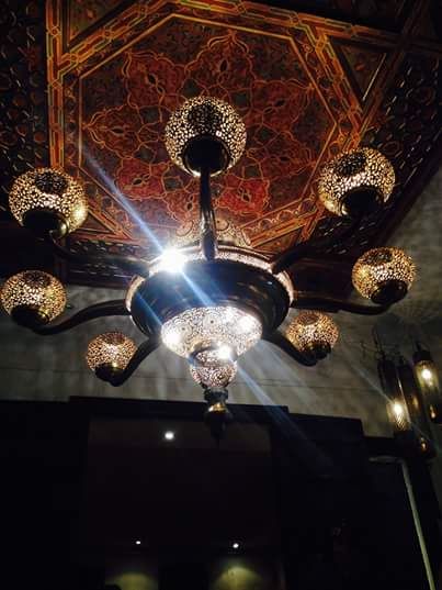 lustre, en, cuivre, marrakech