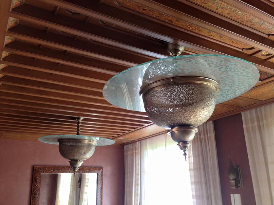 lustre, en, cuivre, marrakech,