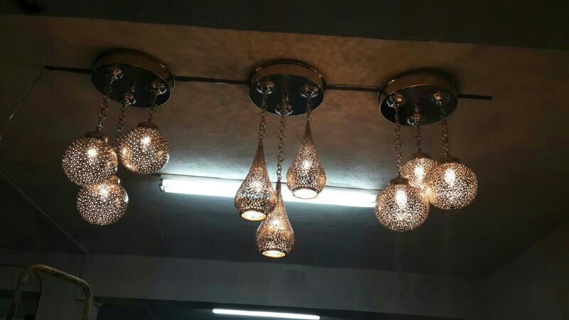 lustre, en, cuivre, marrakech,