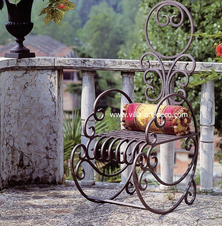 chaise, en, fer, forgé  